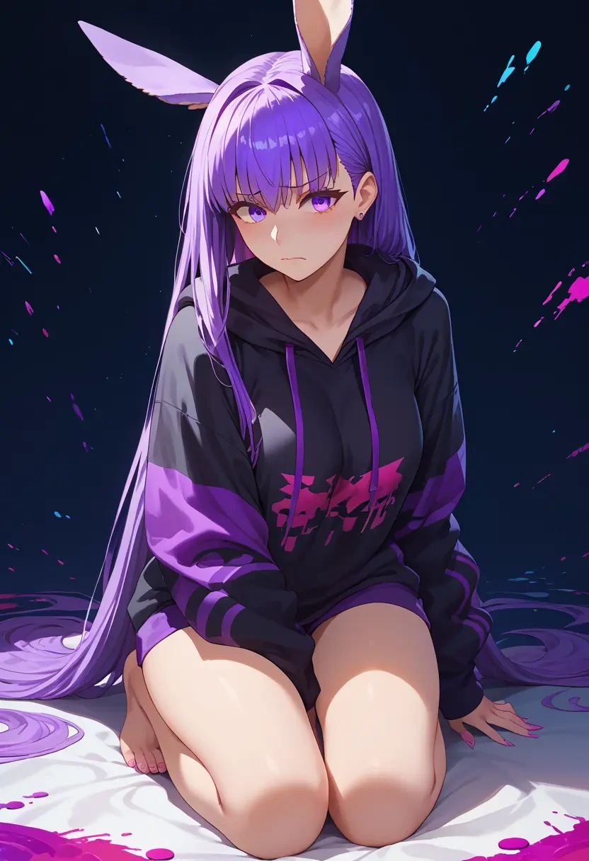 fate_(series),bb_(fate),oversized graphic hoodie,thigh-high socks,shorts  - 