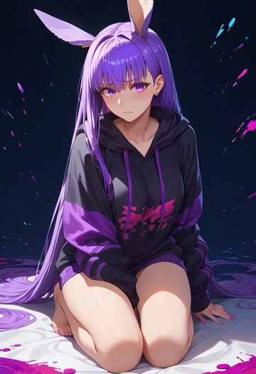 fate_(series),bb_(fate),oversized graphic hoodie,thigh-high socks,shorts  - AI generated anime art