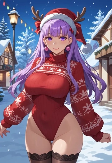 fate_(series),bb_(swimsuit_mooncancer)_(fate),sweater,stockings,Thigh garters  - AI generated anime art