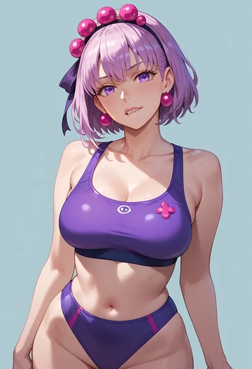 fate_(series),bb_(swimsuit_mooncancer)_(fate),sports bra,high-waisted leggings  - AI generated anime art