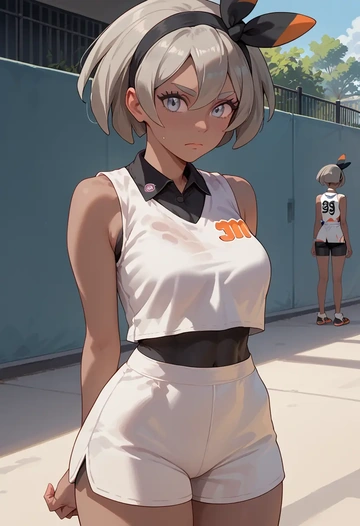 pokemon,bea_(pokemon),sports vest,capri leggings  - AI generated anime art