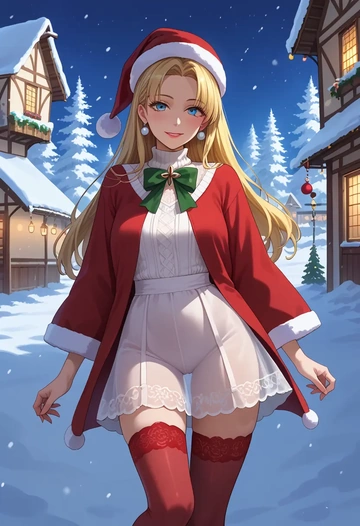 umineko_no_naku_koro_ni,beatrice_(umineko),Christmas,sweater dress,stockings  - AI generated anime art