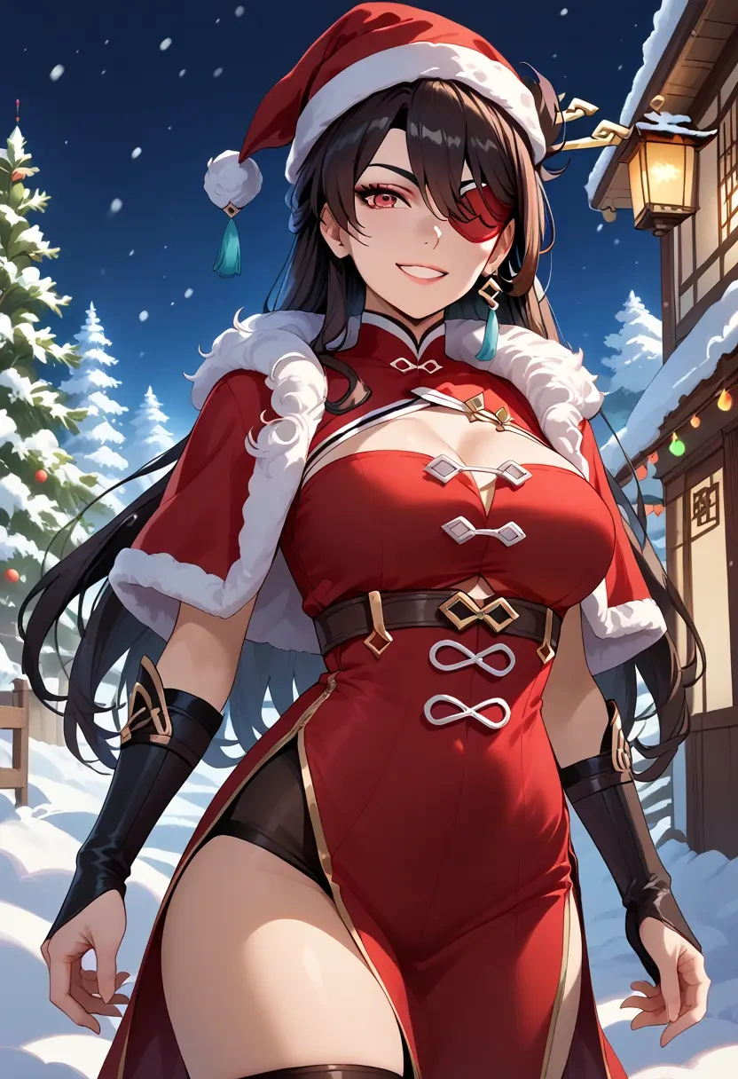 genshin impact,beidou_(genshin_impact),Christmas,dress  - 