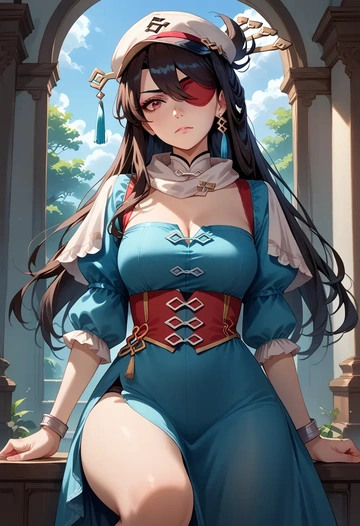 genshin impact,beidou_(genshin_impact),spring,elegant woman,bodycon dress  - AI generated anime art