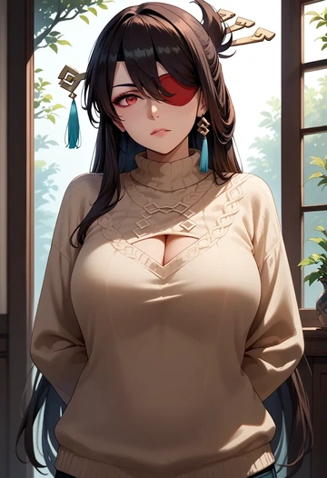 genshin impact,beidou_(genshin_impact),sweater  - AI generated anime art