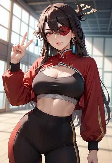 genshin impact,beidou_(genshin_impact),athletic,track suit  - AI generated anime art