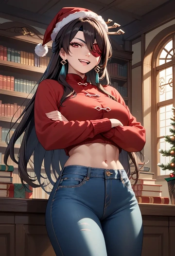 genshin impact,beidou_(genshin_impact),Christmas  - AI generated anime art