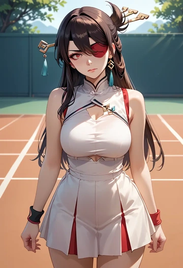 genshin impact,beidou_(genshin_impact),tennis skirt  - AI generated anime art