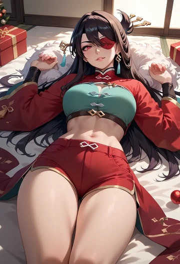 genshin impact,beidou_(genshin_impact),red velvet shorts  - AI generated anime art