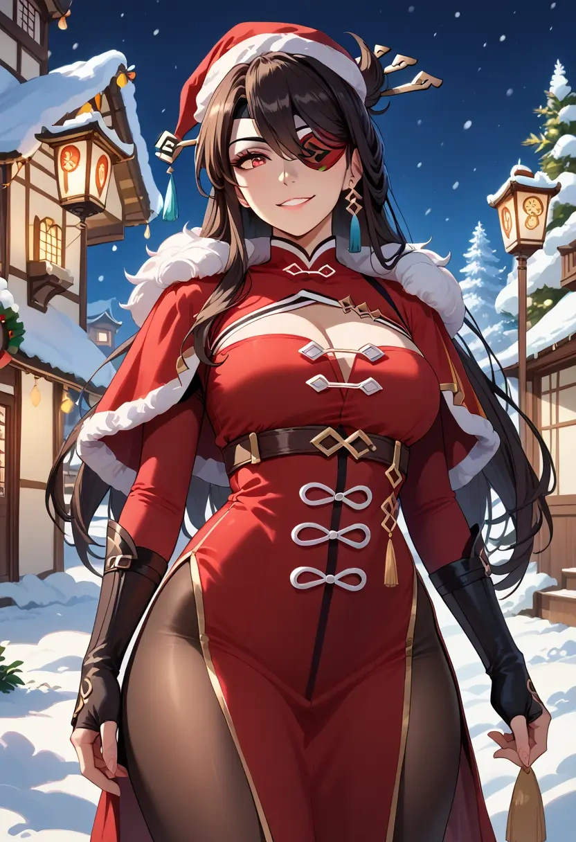 genshin impact,beidou_(genshin_impact),Christmas,dress  - 