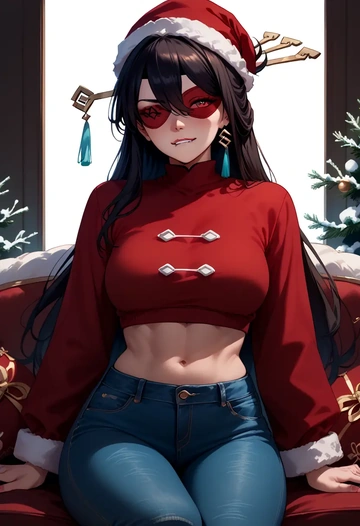 genshin impact,beidou_(genshin_impact),Christmas  - AI generated anime art