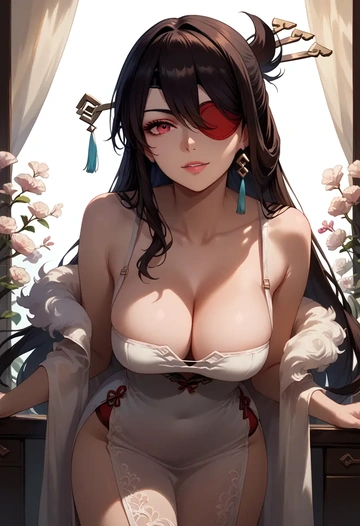 genshin impact,beidou_(genshin_impact),silk slip dress  - AI generated anime art