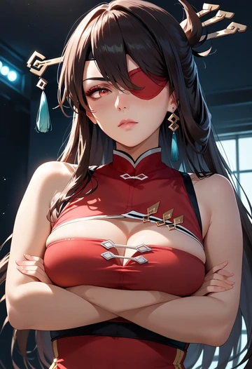 genshin impact,beidou_(genshin_impact),tankini top,board shorts  - AI generated anime art