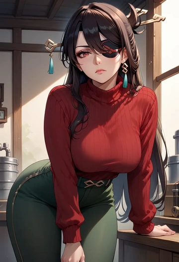 genshin impact,beidou_(genshin_impact),sweater  - AI generated anime art