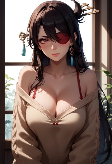 genshin impact,beidou,thong,sweater,sexy  - AI generated anime art