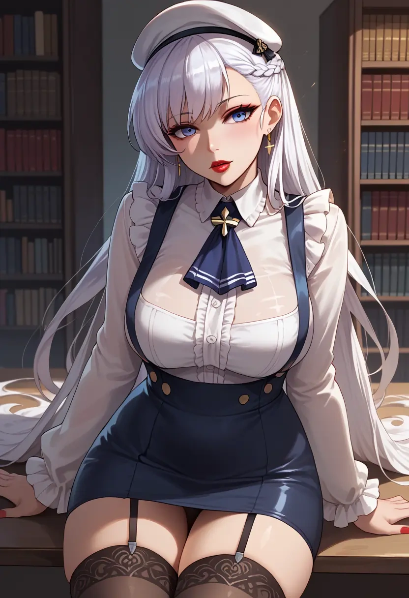 azur_lane,belfast_(azur_lane),secretary,stockings  - 