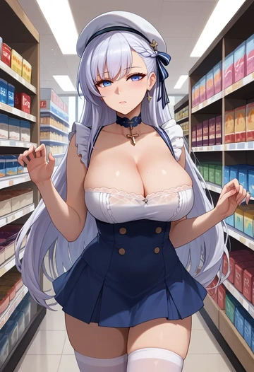 azur_lane,belfast_(azur_lane),mini skirt,stockings  - AI generated anime art