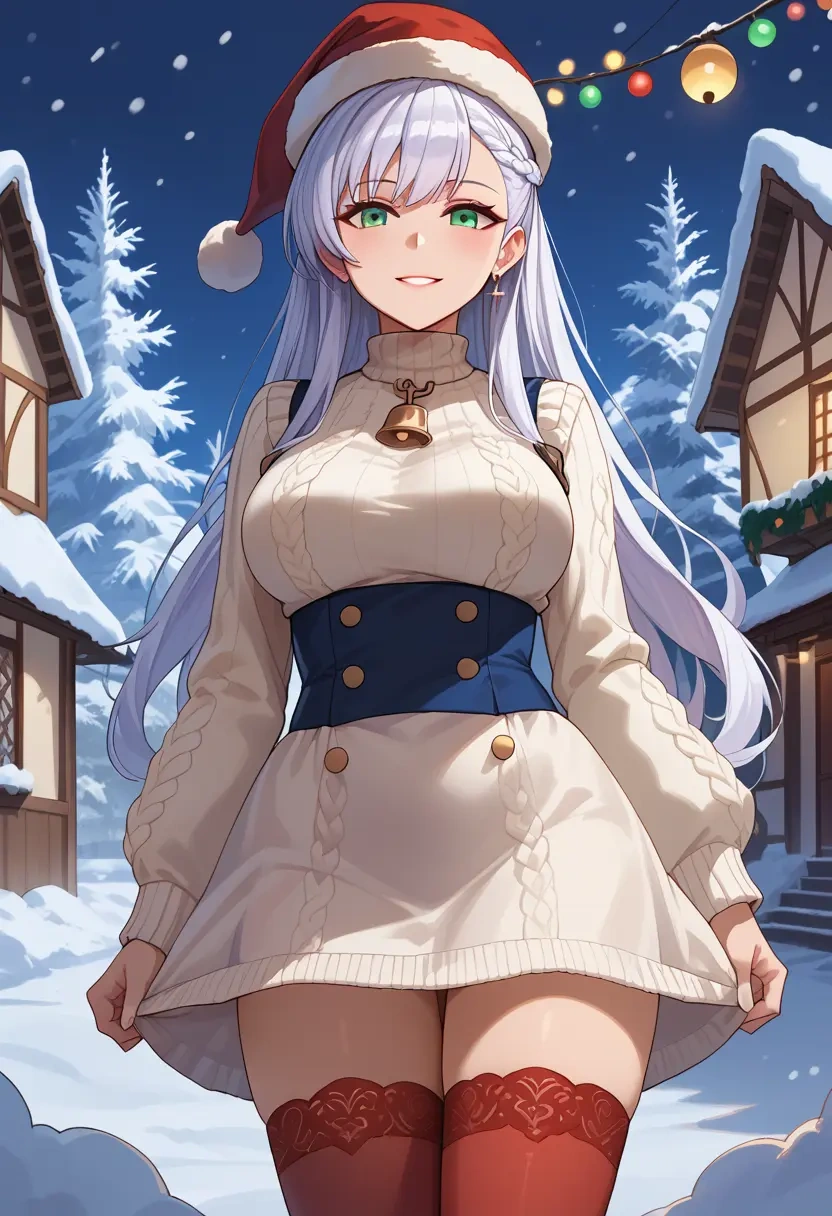 azur_lane,belfast_(azur_lane),Christmas,sweater dress,stockings  - 