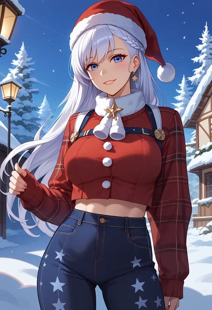 azur_lane,belfast_(azur_lane),Christmas,plaid trousers  - 