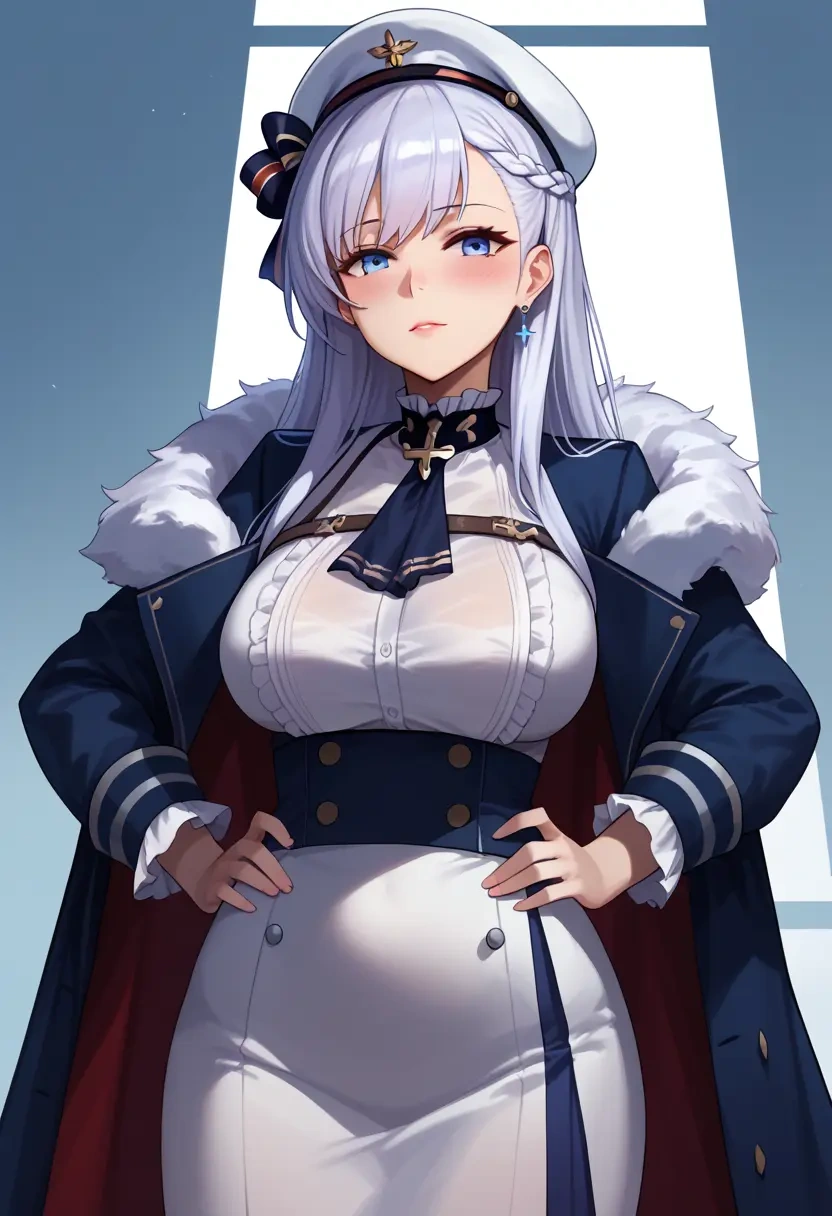 azur_lane,belfast_(azur_lane),coat,fur-collar,tailored trousers  - 