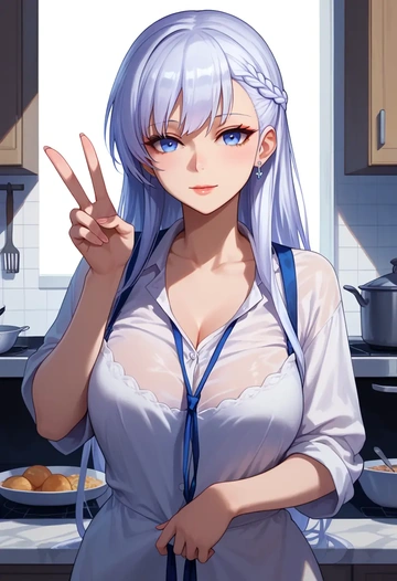 azur_lane,belfast_(azur_lane),tie-dye shirt,dolphin shorts  - AI generated anime art