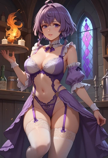 fire_emblem,bernadetta_von_varley,maid, sexy, stockings,panties  - AI generated anime art