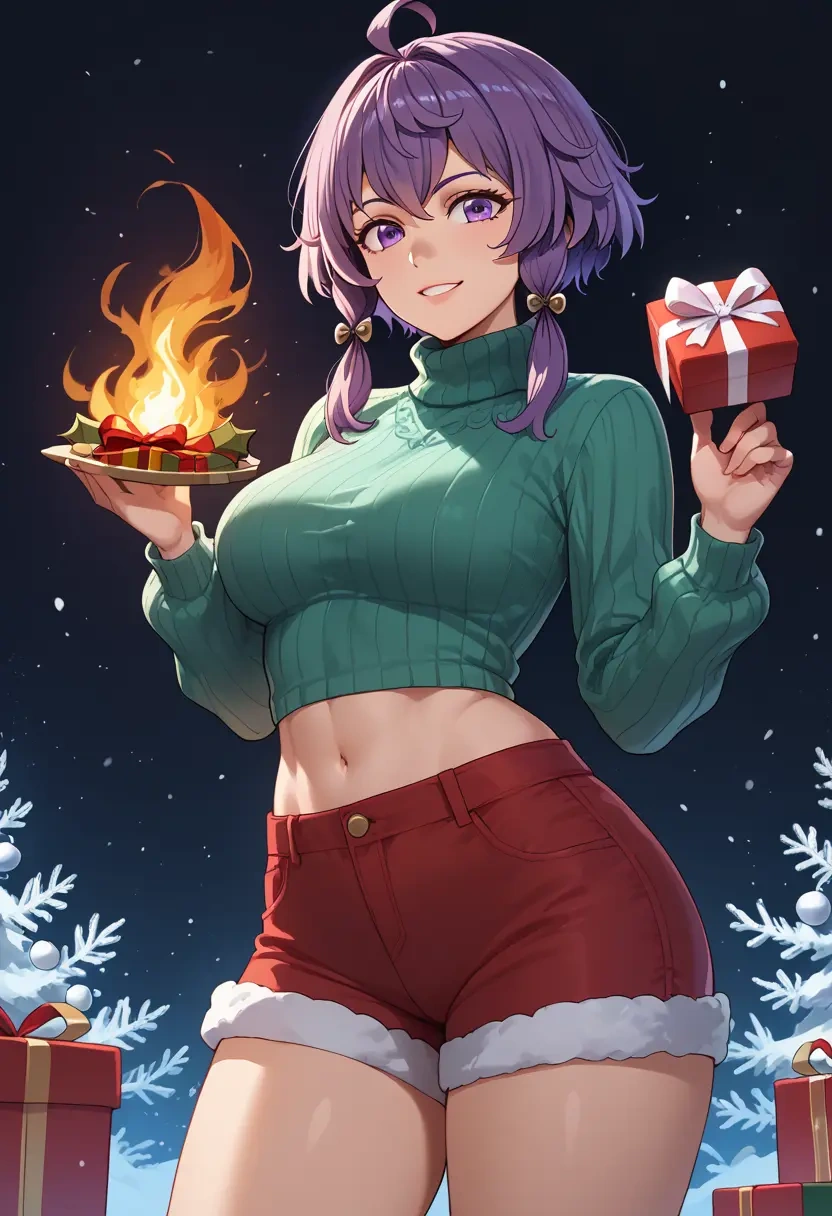 fire_emblem,bernadetta_von_varley,Christmas,red velvet shorts,turtleneck sweater  - 