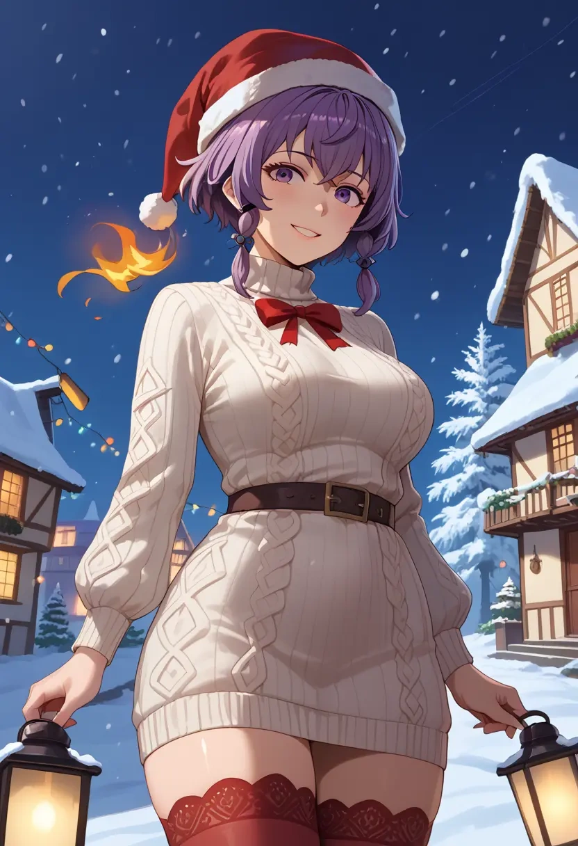 fire_emblem,bernadetta_von_varley,Christmas,sweater dress,stockings  - 