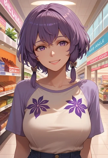 fire_emblem,bernadetta_von_varley,handwritten script shirt,dolphin shorts  - AI generated anime art