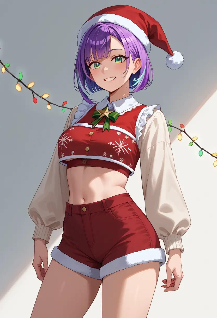 hololive,bibi_(tokoyami_towa),Christmas,red velvet shorts  - 