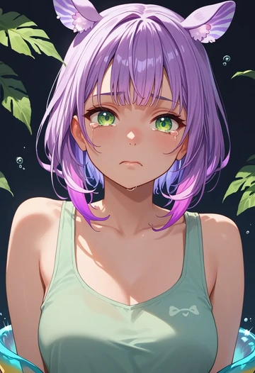 hololive,bibi_(tokoyami_towa),tank top,drawstring pants  - AI generated anime art