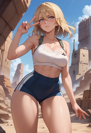 kantai_collection,bismarck_(kancolle),yoga shorts  - AI generated anime art