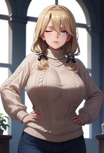 kantai_collection,bismarck_(kancolle),sweater  - AI generated anime art