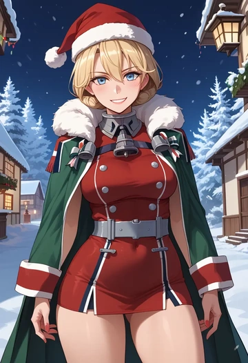 kantai_collection,bismarck_(kancolle),Christmas,dress  - AI generated anime art