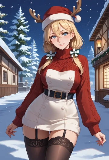 kantai_collection,bismarck_(kancolle),sweater,stockings,Thigh garters  - AI generated anime art