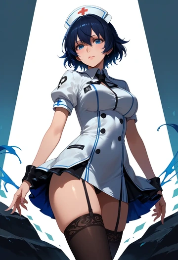 black_rock_shooter,black_rock_shooter_(character),nurse pantyhose,mini skirt, sexy  - AI generated anime art