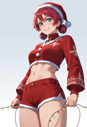 black_rock_shooter,black_rock_shooter_(character),Christmas,red velvet shorts  - AI generated anime art