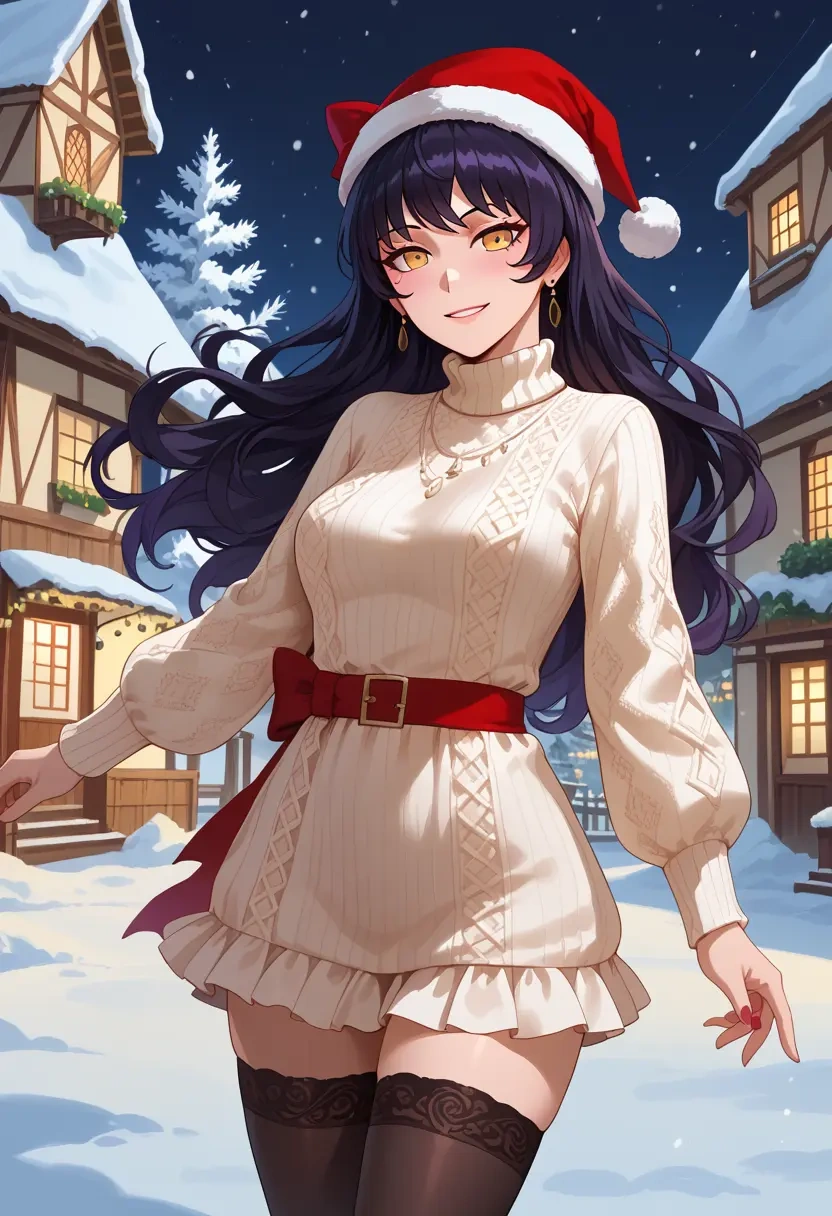 rwby,blake_belladonna,Christmas,sweater dress,stockings  - 