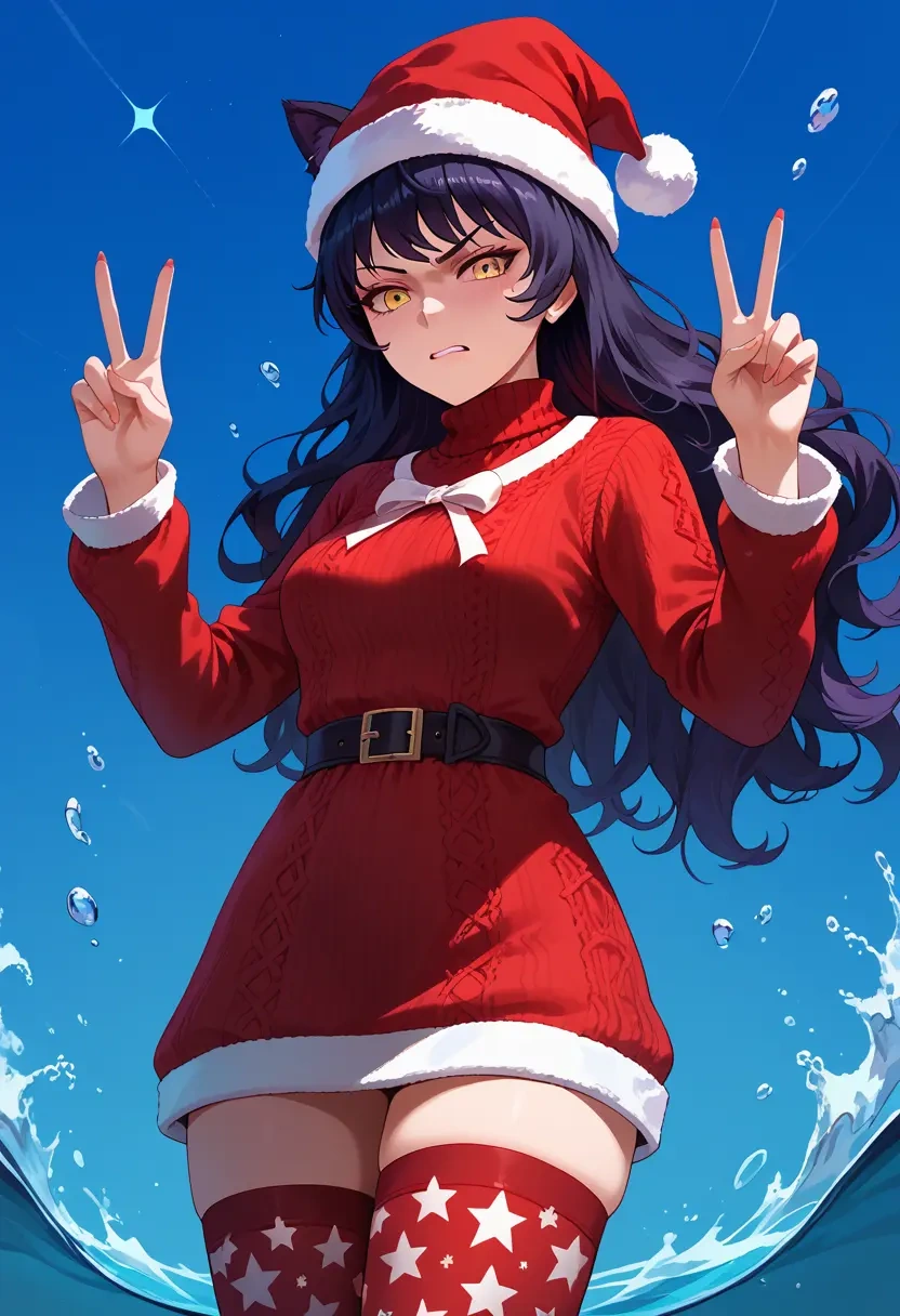 rwby,blake_belladonna,Christmas,sweater dress,stockings  - 