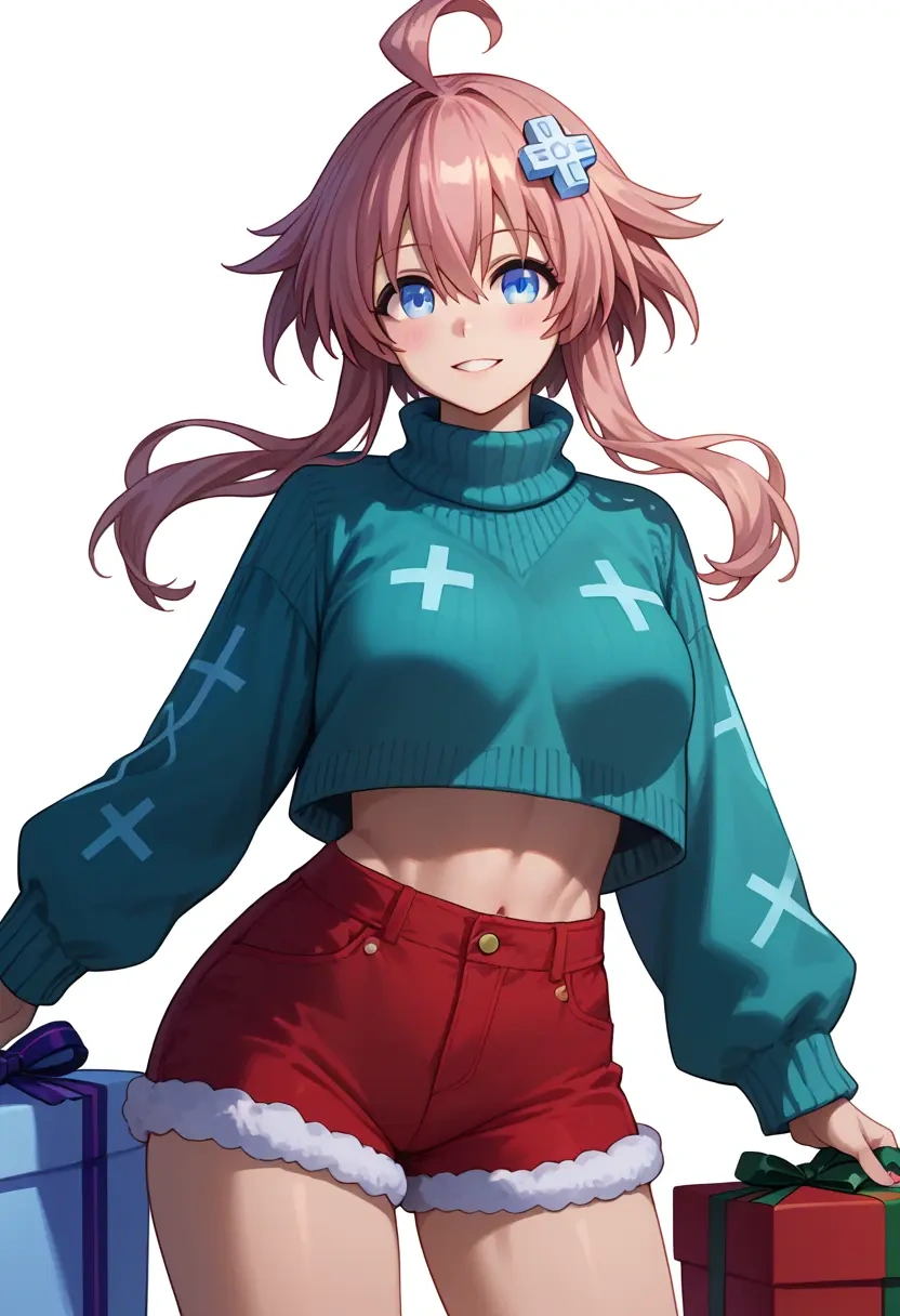 neptune_(series),blanc_(neptunia),Christmas,red velvet shorts,turtleneck sweater  - 