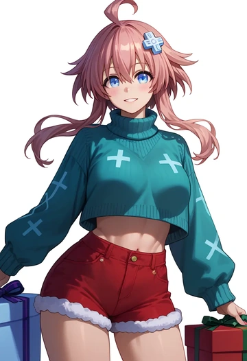 neptune_(series),blanc_(neptunia),Christmas,red velvet shorts,turtleneck sweater  - AI generated anime art