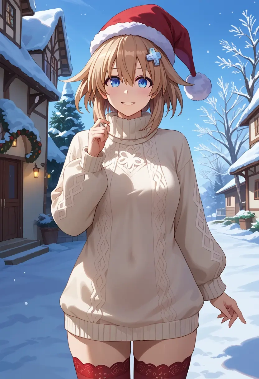 neptune_(series),blanc_(neptunia),Christmas,sweater dress,stockings  - 