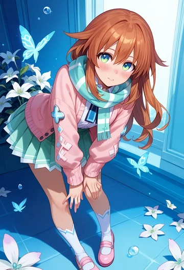 neptune_(series),blanc_(neptunia),spring,student uniform,light cardigan  - AI generated anime art