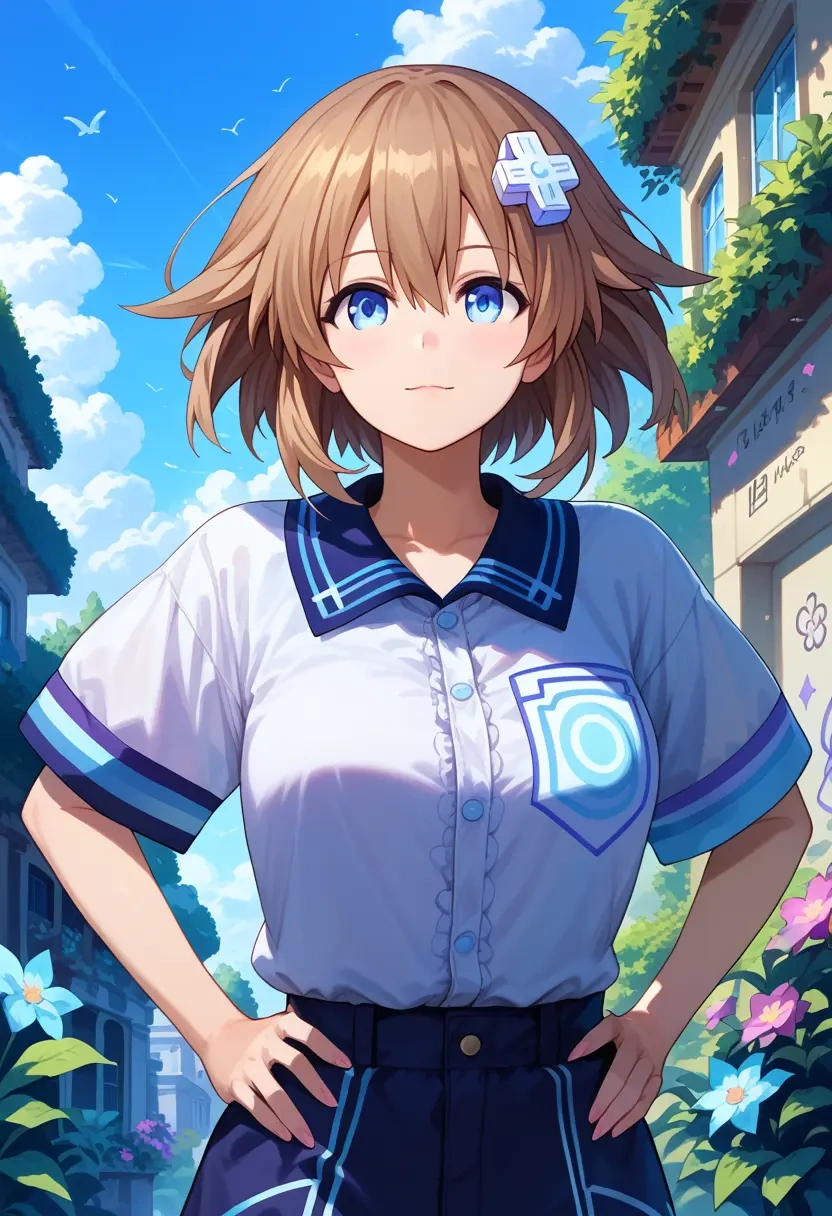 neptune_(series),blanc_(neptunia),oversized graffiti shirt,dolphin shorts  - 