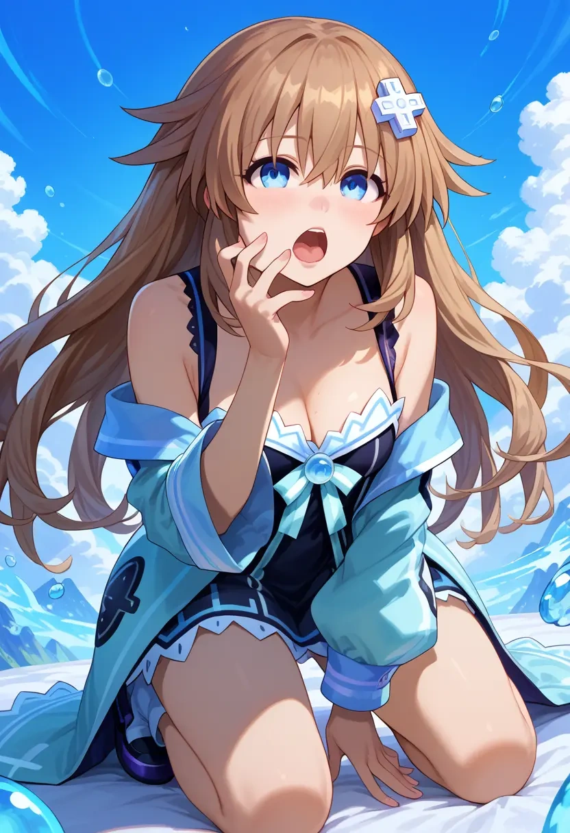 neptune_(series),blanc_(neptunia),abstract art blouse,dolphin shorts  - 