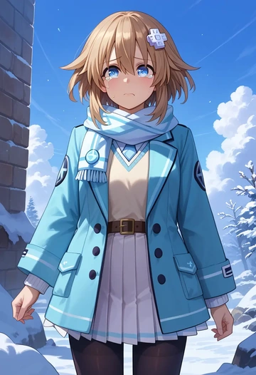 neptune_(series),blanc_(neptunia),winter,student uniform,puffer coat  - AI generated anime art