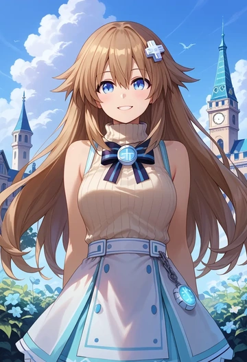 neptune_(series),blanc_(neptunia),turtleneck,knit,maxi skirt  - AI generated anime art