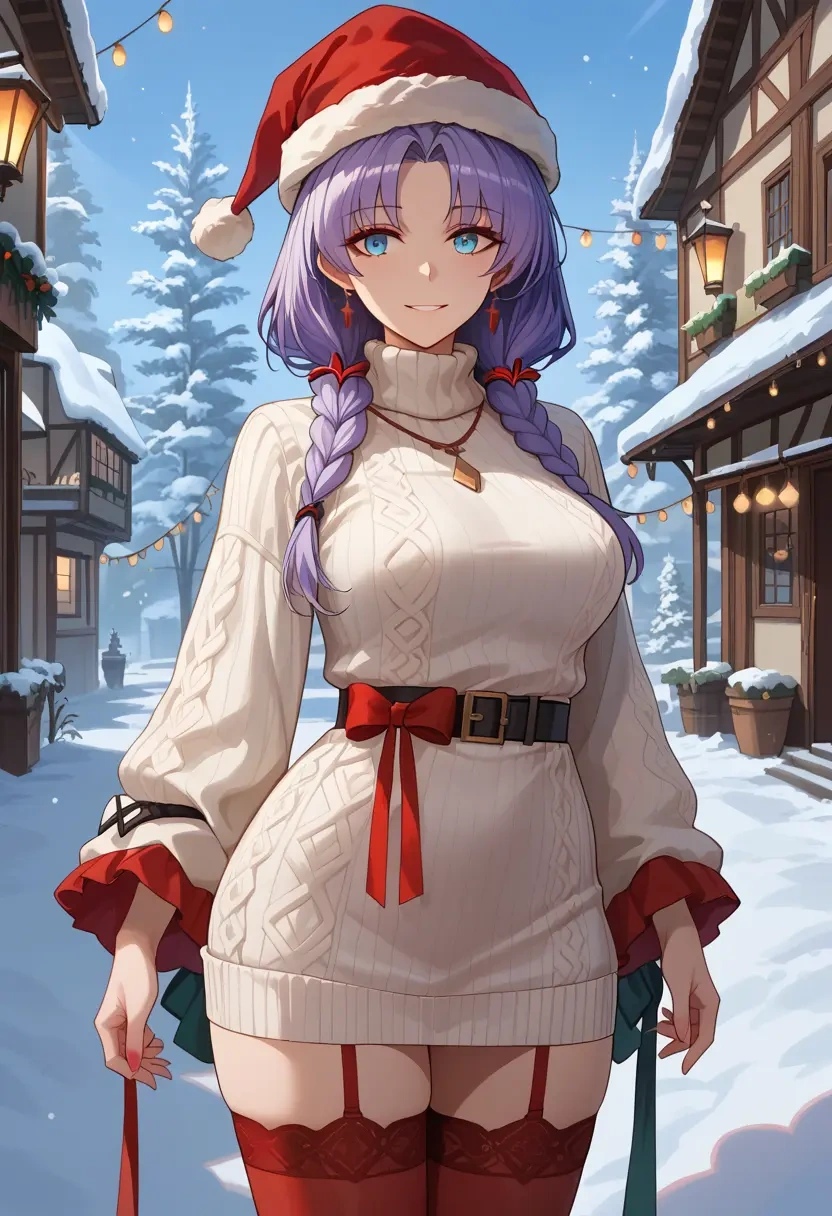 arknights,blaze_(arknights),Christmas,sweater dress,stockings  - 