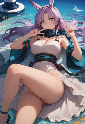 arknights,blaze_(arknights),spring,elegant woman,wrap dress  - AI generated anime art