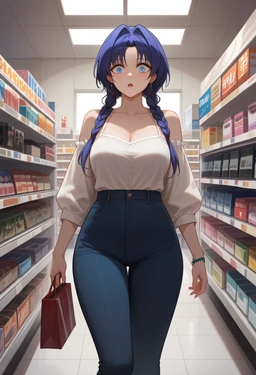 arknights,blaze_(arknights),pants,wide-leg,strappy top  - AI generated anime art